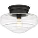 Ingalls 1 Light 12 inch Matte Black Semi-flush Ceiling Light in Clear Glass